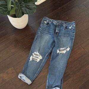 American Eagle Outfitters Ripped Dark Blue Boyfriend Jeans